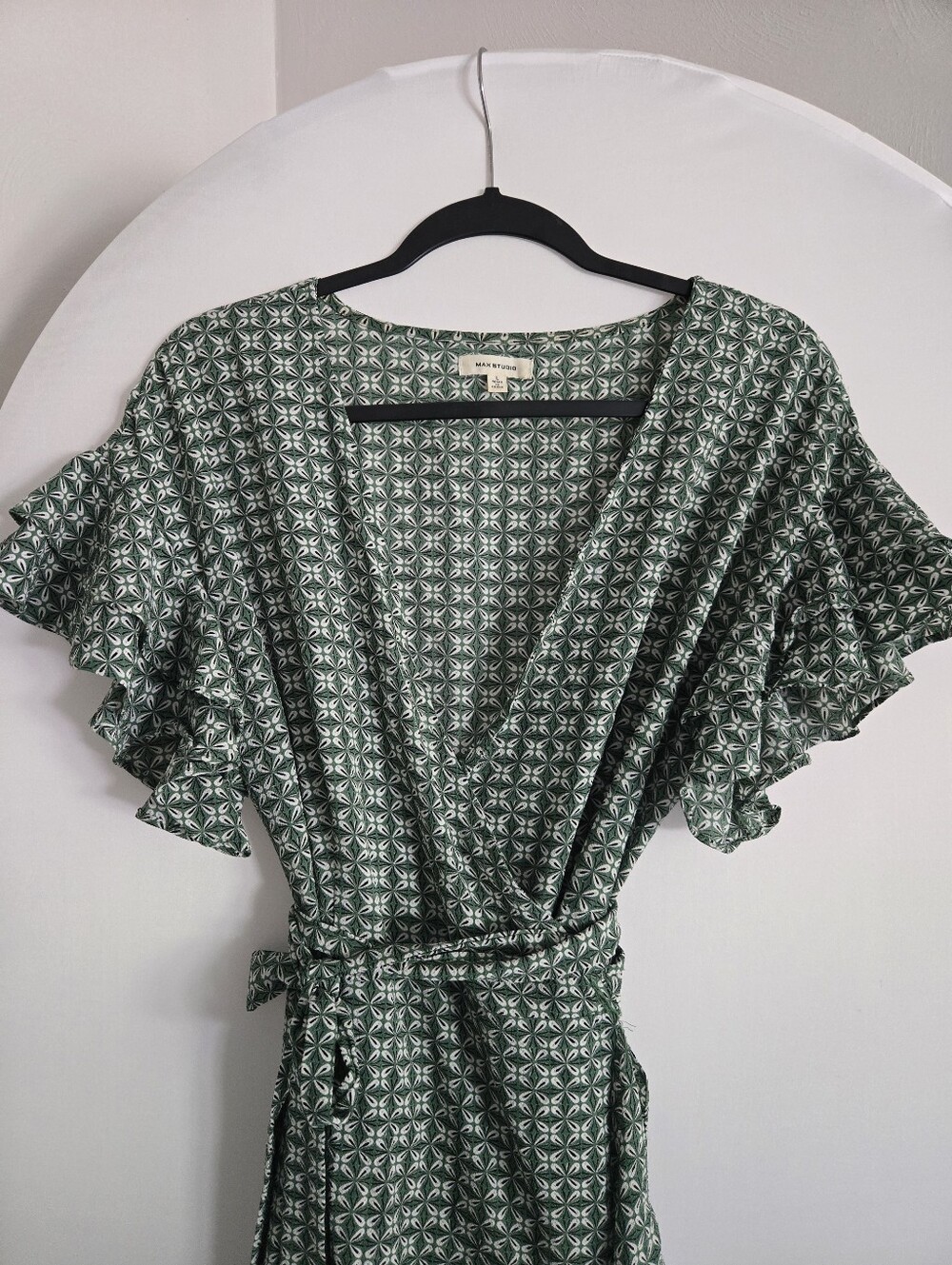 Green Patterned Wrap Maxi Dress - Picture 3 of 5